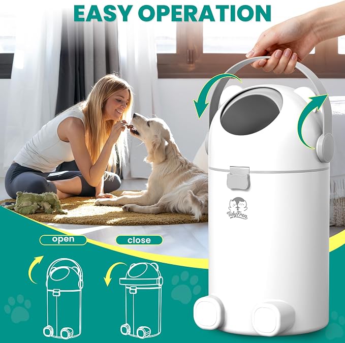 Indoor/Outdoor Pet Waste Station – Advanced Odor-Seal Dog Poop Trash Can with Locking Lid, Portable Handle & Works with ANY Bag – No Expensive Refills Ever!