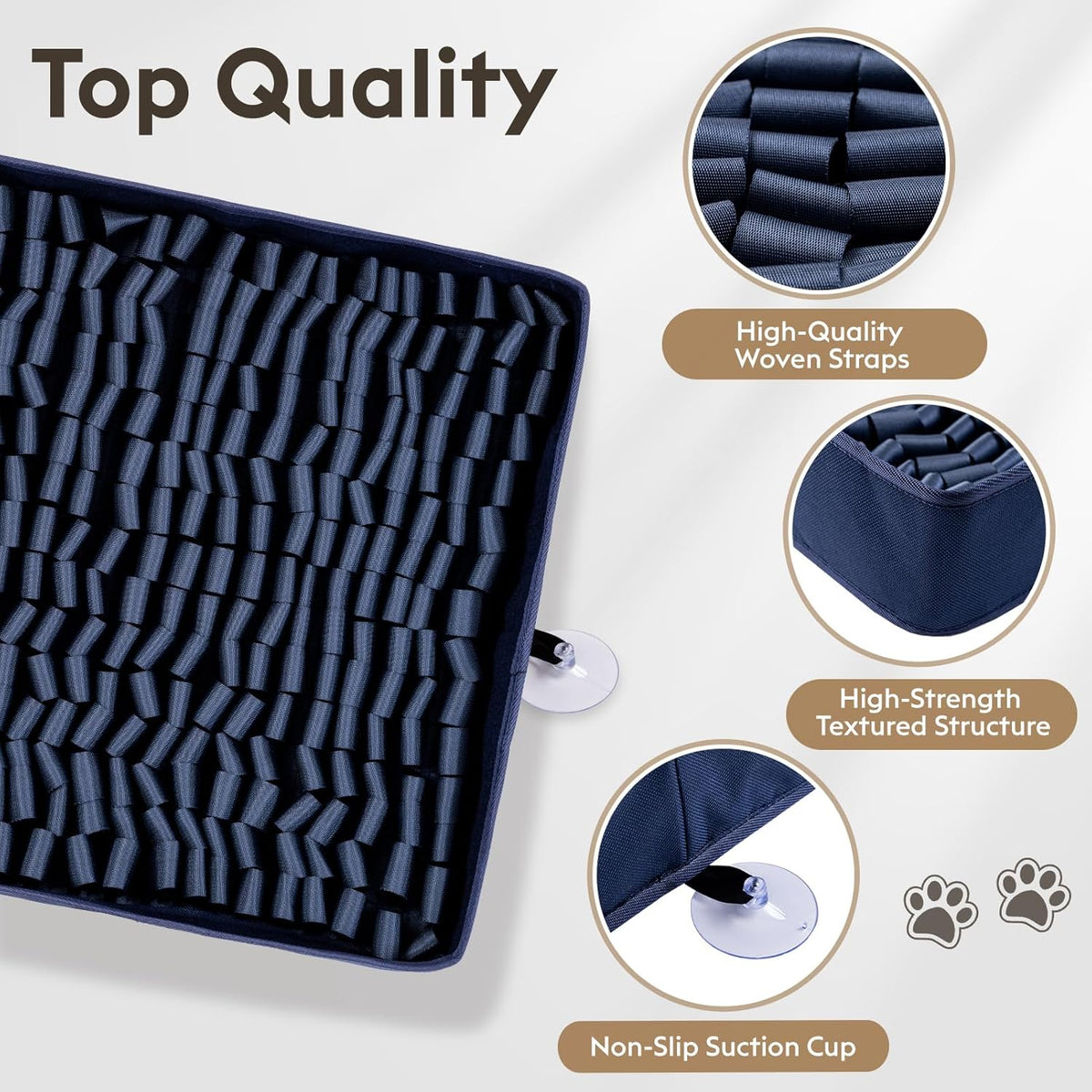 Snuffle Mat for Dogs, Dog Puzzle Mat, Interactive Dog Toys for Enrichment,Sniff Mats with Non-Slip Backing,Suitable for Breeds and Sizes of Dogs (Navy, 17" X 15")