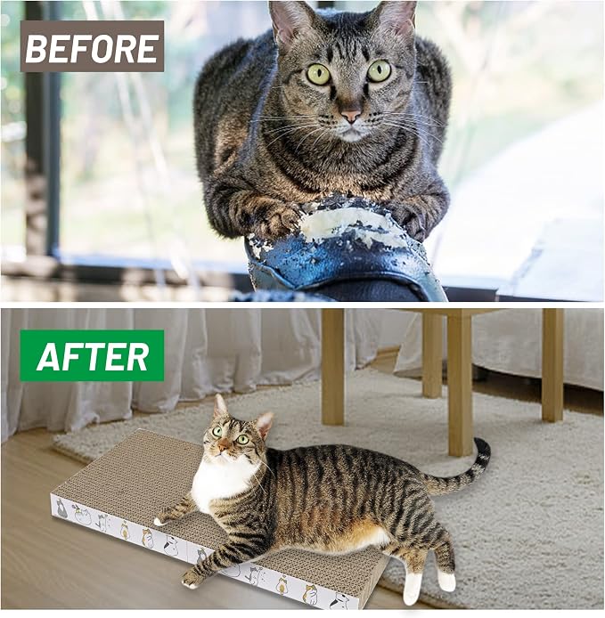 PatiencET Cat Scratcher Cardboard 3 PCS Cat Scratch Pad Reversible Scratcher Texture Design Durable Cat Scratching Pad