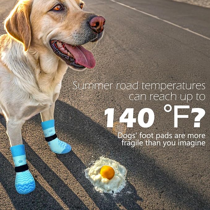 EXPAWLORER 6Pcs Anti Slip Dog Socks to Prevent Licking Paws, Dog Shoes for Hot Pavement Double Sides Dog Boots & Paw Protectors Booties for Hardwood Floors with Grip Small Medium Large Senior Dogs, XS