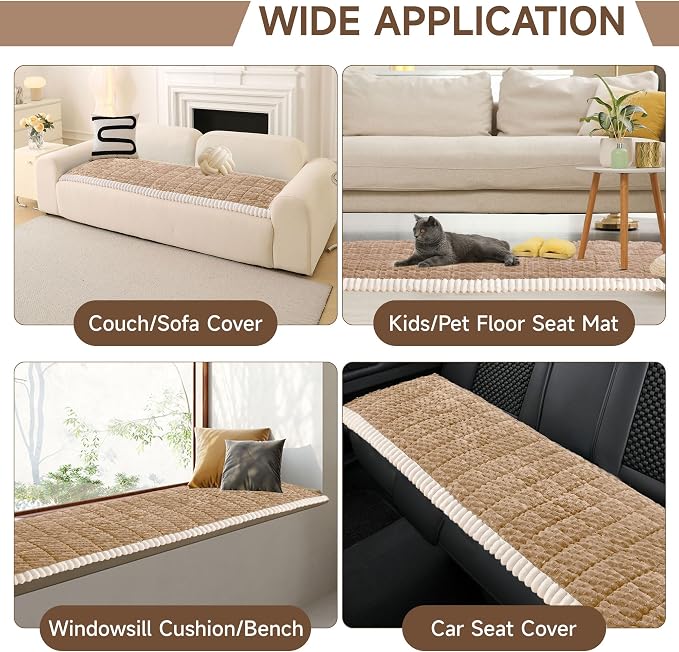 OTOB Couch Cover for Dogs Washable All Seasons Non Slip Fuzzy Pet Couch Covers Sofa Slipcovers Cushion Mat, Plush Soft Cozy Furniture Protector Kids Pet Friendly (Coffee, 23.6" x 47.2")