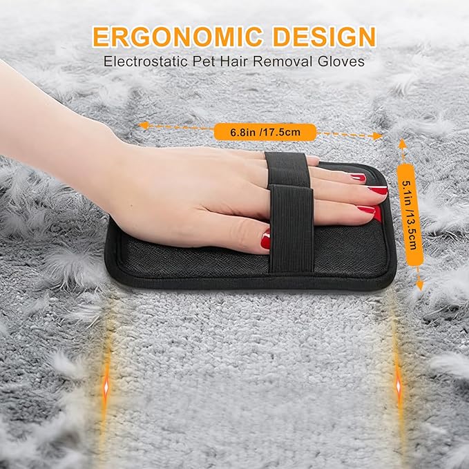 PCYIS Pet Hair Removal Glove,Reusable Electrostatic Pet Hair Remover Glove,Washable Grooming Tool for Cats, Dogs, Furniture, Car Seats, & Carpets(1 Piece)