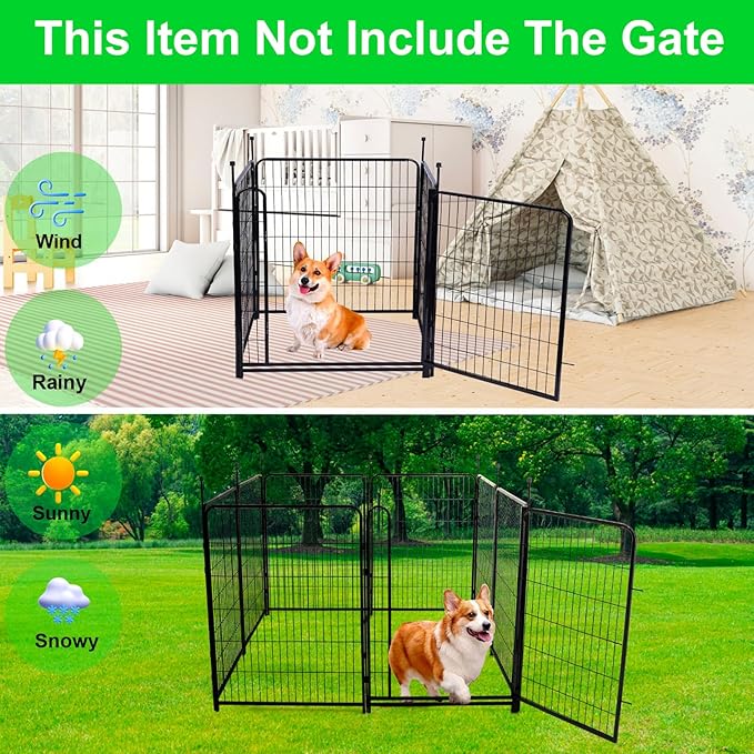 Okaygardn Tall Garden Fence Without Gate, 54 in(H) Dog Fences for The Yard, 8 Panels Total 17.7 Ft(L) Outdoor Dogs Fence, Modular Fencing,Dogs Fences Outdoor for Yard. Garden Fencing