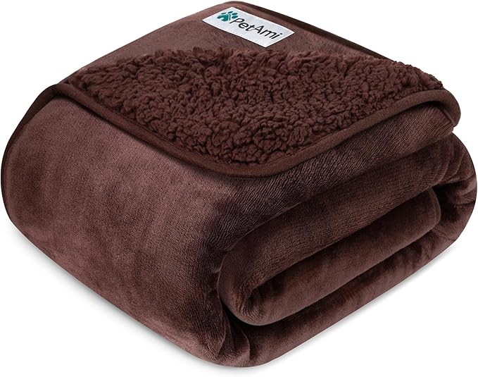 PetAmi Waterproof Dog Blanket for Extra Large Dogs, Pee Proof Pet Blanket for Bed Couch, Reversible Water Proof Blanket for Puppy Indoor Cat, Soft Dog Crate Cover Washable, Queen 90x90 Brown