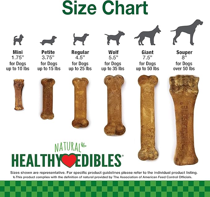 Nylabone Healthy Edibles Natural Dog Chews, Long Lasting Bones for Dogs, Turkey & Apple Flavor Dog Treats, X-Small (12 Count)