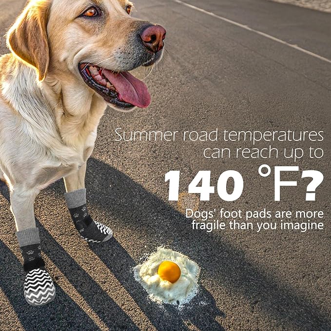 EXPAWLORER 6Pcs Anti Slip Dog Socks to Prevent Licking Paws, Dog Shoes for Hot Pavement Double Sides Dog Boots & Paw Protectors Booties for Hardwood Floors with Grippers Small Medium Large Senior Dogs