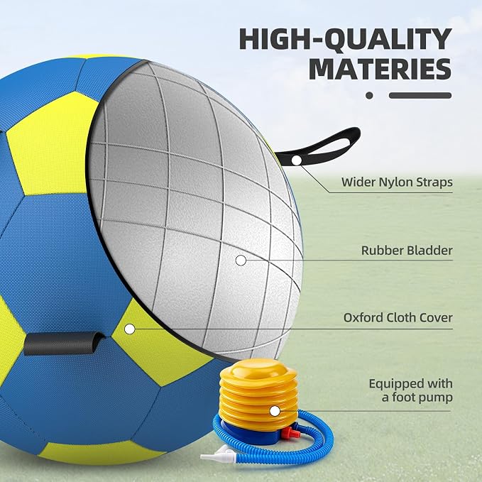 Diman Herding Ball for Dogs: 25 Inch Horse Balls for Outdoor Play, Large Dog Toys Balls for Australian Shepherd, Dogs or Horses, Blue Yellow