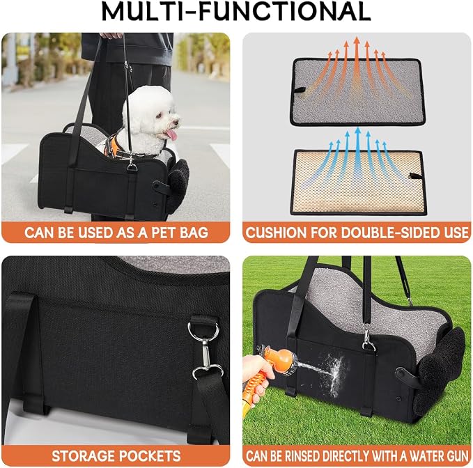 TKYZ Center Console Dog Car Seat for Small Dogs,for Car/SUV/Small Truck | Soft Pillow,Double fixation,Scratch-Resistant Fabric,Pet Booster with Safety Belt,Puppy Car Seat for Small Dogs 0-11 lbs
