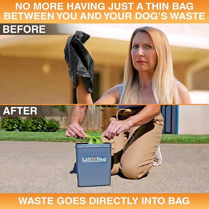 Neater Pet Brands Lift N’ Bag 2.0 Dog Pooper Scooper with Bag Attachment for Small to Large Dogs, New & Improved Design, 60 Refill Bags, Heavy Duty Dog Poop Scooper for Yard & Walks, One-Hand Use