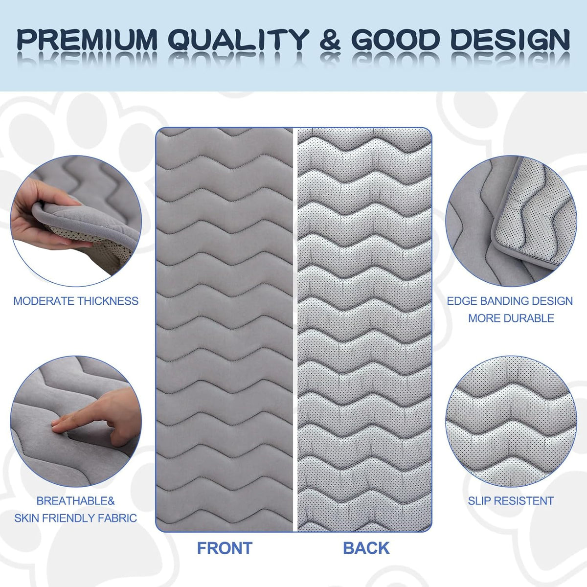 Bubble bear Dog Crate Mat - Upgraded Thick, Ultra Soft, Washable & Anti-Slip Kennel Pad for Small/Medium/Large Dogs, Dark-Hued to Hide Stains (30"x19")
