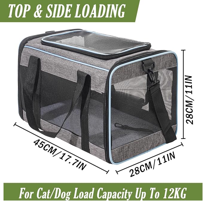 Vivicreate Cat Carrier Airline Approved Soft Sided Pet Carrier for Cats and Small Dogs Portable Travel Cat Bag with Mesh Ventilation Safety Leash and Shoulder Strap up to 15 lbs