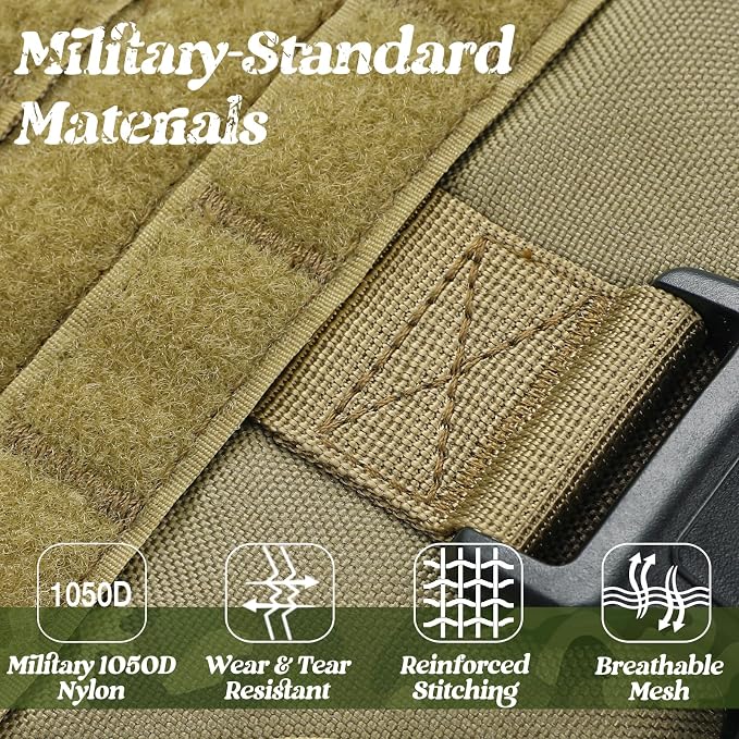 rabbitgoo Tactical Dog Harness for Small, Heavy Duty Military No Pull Vest | Sturdy Metal Buckles, 5 Adjustments, Molle System, Powerful Pullers for Training, Hunting, Outdoor, Brown, Small