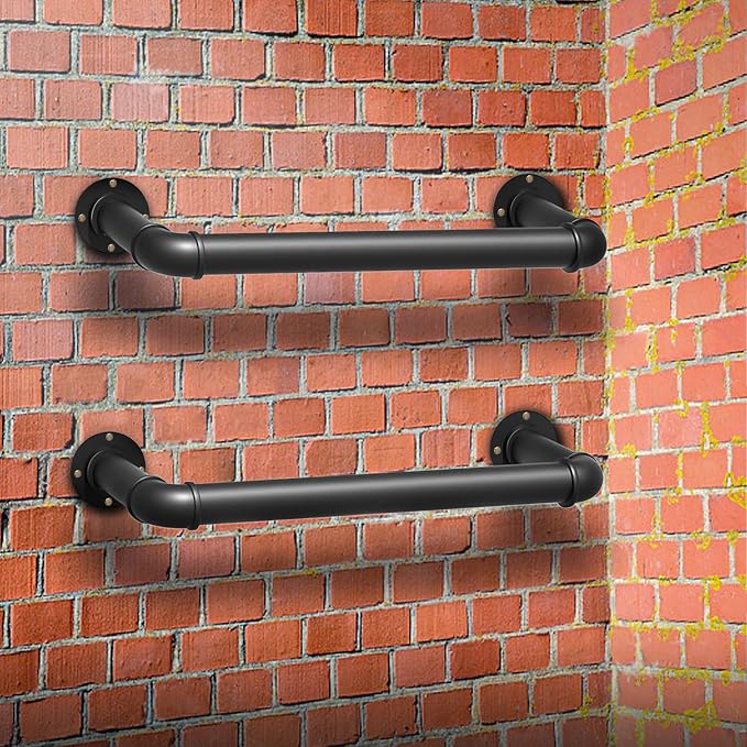 1-Rung Wall Mounted Ladder, Heavy-Duty Metal 1FT Egress Window & Loft Ladder for Basement, Attic Bunk Bed, Fire Escape - 700LBS Load, Matte Black-2PCS