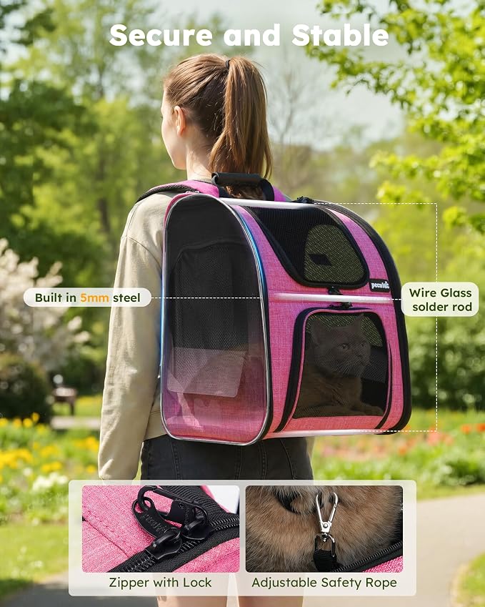 pecute Cat Backpack Extendable, Cat Carrier Backpack with Breathable Window