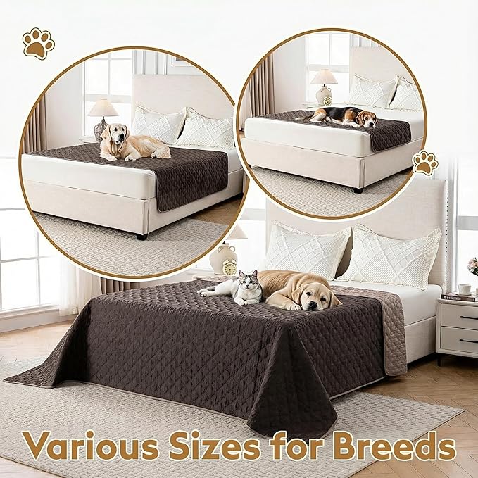Waterproof Dog Blanket, Couch Cover for Dogs Washable, Reversible Dog Bed Cover, Couch Furniture Protector. (Dark＆Light Brown, 30 X 70 Inch - 1 Pack)