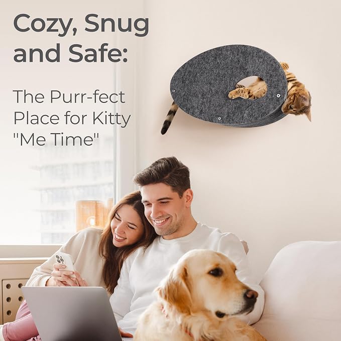 Accessory ADD-ON Curved Shelf Facade Covers Compatible with Cat Wall Shelves by Pryde Pets - 100% Sustainable PET Felt - Climber Sold Seperately - Cats Hammock Privacy and Safety Bumpers (Charcoal)