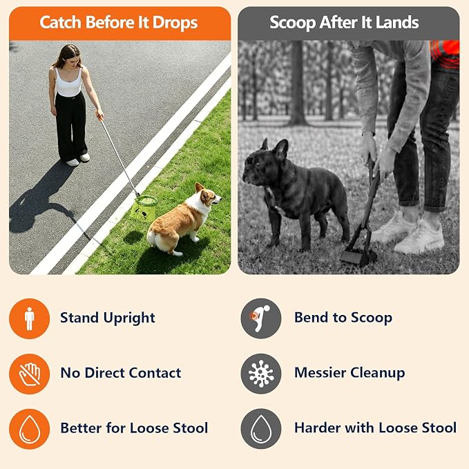 Dog Pooper Scooper with Bags, Long Handle No-Touch Dog Waste Picker Tool | With 30 Rolls Poop Bags, 47 Inch Extendable Handle, No Bending Cleanup, Portable Pooper Scooper for Yard, Walks and Travel