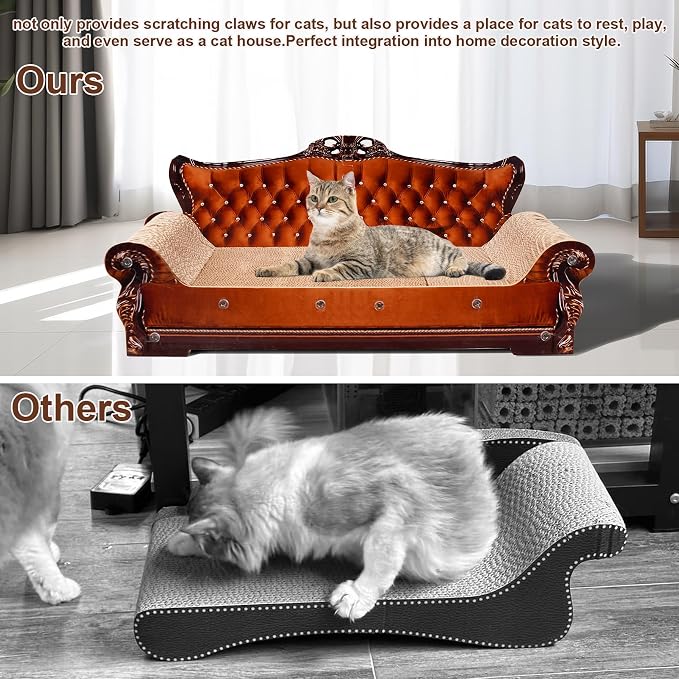 COOZMENT Sofa-Shaped Cat Scratching Couch & Lounge Bed - Thick Cardboard Cat Scratcher Pad (27.6" L x 12.4" W x 11.8" H)