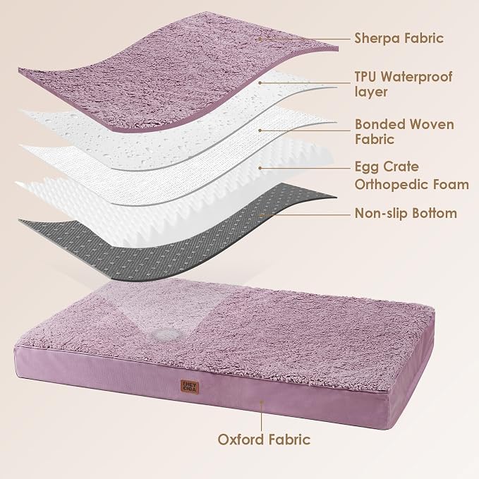 EHEYCIGA Orthopedic Dog Bed Large with Removable Washable Cover, 36x27 | Egg Crate Foam Support, Durable Oxford fabric, Non-Slip Bottom, Machine Washable, Soft Waterproof Plush Pet Bed Mat For Crate