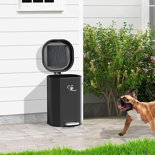 Dog Poop Trash Can, 18L/4.76 Gal Stainless Steel Kitchen Garbage Can, Recycling or Waste Bin, Soft Close, Step-On Pedal, Removable Inner Bucket & Free Waste Bags (Trash Can)