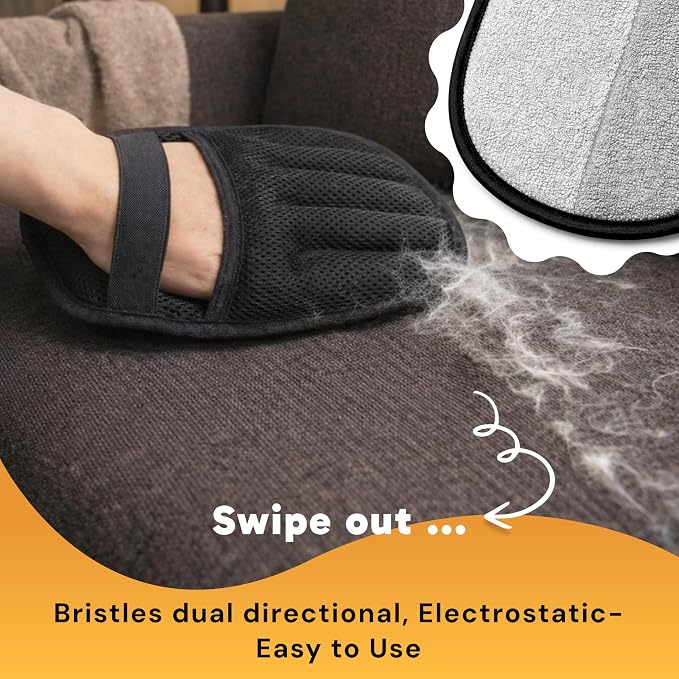 Pet Hair Removal Gloves for Cats & Dogs, Five-Finger Electrostatic Reusable Magic Brush for Effortless Pet Hair Remover Tool on Carpet, Clothing, Laundry, Couch, Car Seat