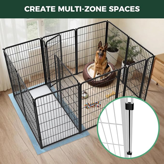 FXW Homeplus Indoor Dog Playpen with Divider Connectors, 45" H, 12 Panels | Calm Indoor Play Area, Two-Zone Layout, For Large Dogs, Patented