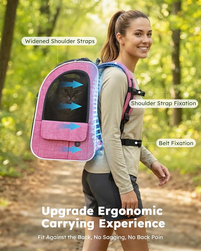 pecute Cat Backpack Extendable, Cat Carrier Backpack with Breathable Window