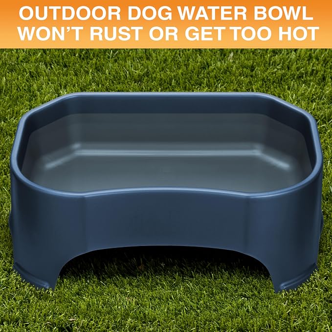 Neater Pet Brands Extra Large Water Bowl for Dogs, Outdoor Dog Water Bowl (2.25 Gallon XL Capacity), Big Trough Style Food Dish for Indoors or Outside, No Spill Large Dog Bowls, Dark Blue