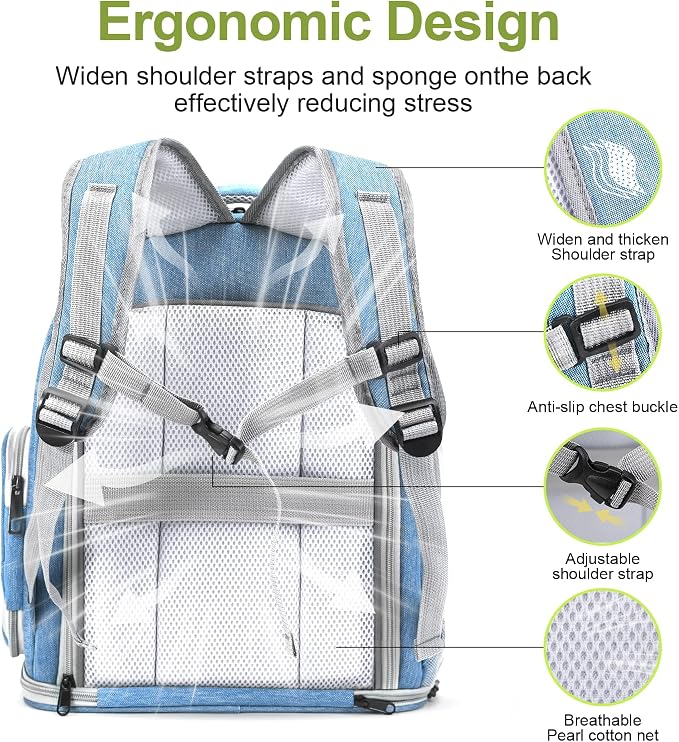 Cawypety Expandable Cat Backpack,Cat Bubble Backpack Carrier for Carrying Cats, Pets and Small Dogs,Airline-Approved,Designed for Travel, Hiking, Walking,Car （Blue
