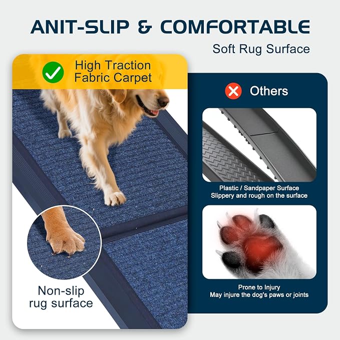 Dog Ramp for Car, 71'' L x 20'' W Dog Ramps for Large Dogs | Extra Wide Pet Ramp with Non-Slip Surface for Medium & Large Dogs to Get in Car, SUV & Truck, Supports Up to 250 Lbs
