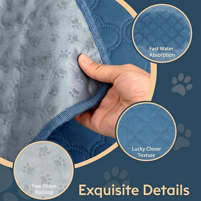 Washable Pee Pads for Dogs - 2 Pack Reusable Pee Pads，Waterproof Puppy Pads，Pet Training Pads，Super Absorbent with Dog Paw Shape Non-Slip Backing (Blue, 31" X 36" - 2 Pack)