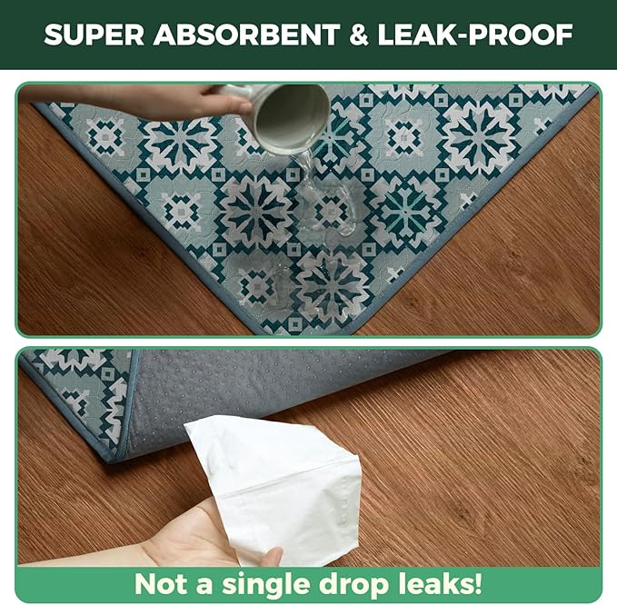 FXW Washable Pee Pads for Dogs, Puppy Pads with Super Absorbent, Specifically Designed for 24inch Cages, 17" x 23" Rectangle, Tribal Blue, 2 Packs