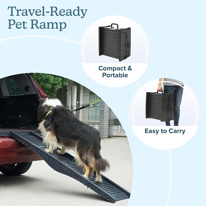 Nonslip Dog Ramp - 60-Inch Tri-Fold Incline with Raised Sides for Pets - Portable Ramps for Dogs to Get into a Car, Truck, SUV or Home by PETMAKER