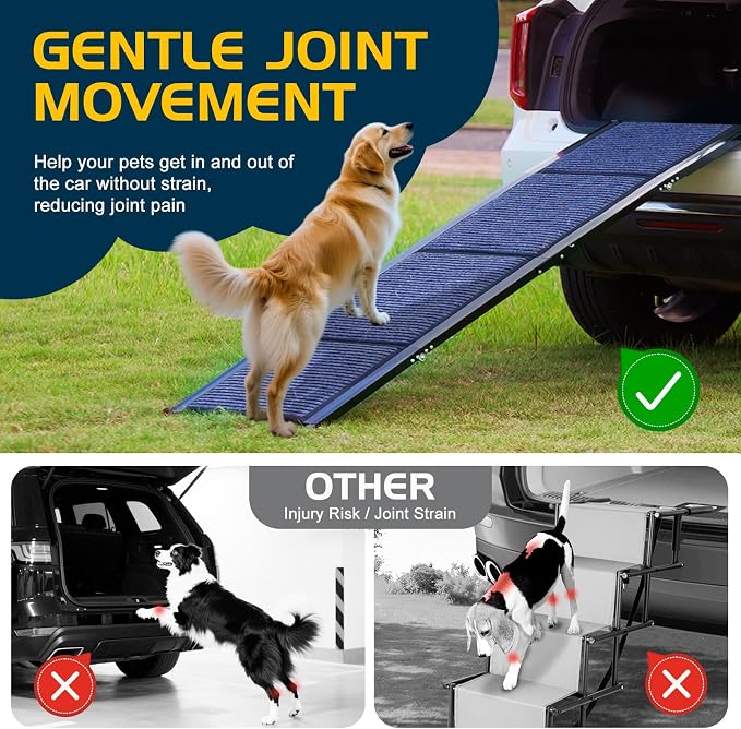 Dog Ramp for Car, 71'' L x 20'' W Dog Ramps for Large Dogs | Extra Wide Pet Ramp with Non-Slip Surface for Medium & Large Dogs to Get in Car, SUV & Truck, Supports Up to 250 Lbs