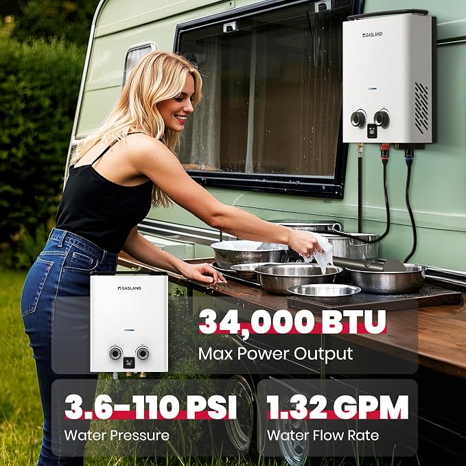 GASLAND Goshower G5 Portable Camping Hot Water Heater | 5L 1.32GPM |Compact | Propane Outdoor Shower for Camping, Off-Grid, Dog Station, Digital Display, Adjustable Temperture, Overheating Protection