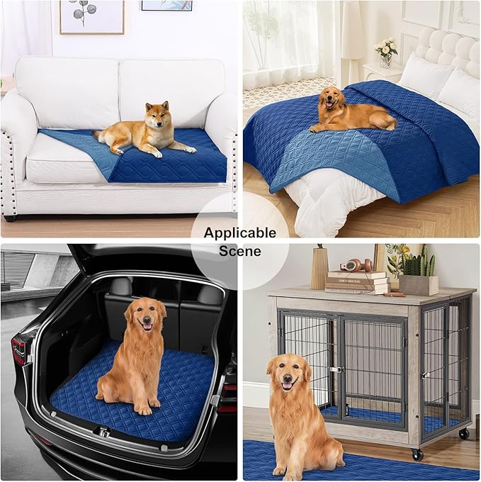 Smiry Reversible Waterproof Couch Covers for Sofa, Washable Dogs Pet Couch Covers for 3 Cushion Sofa Pet Friendly, Water Resistant Furniture Protector Slipcover, Geometric (52"x82", Navy/Blue)