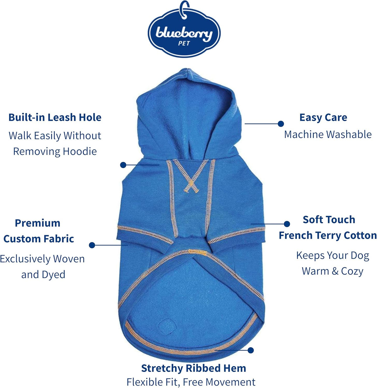 Blueberry Pet Essentials Hoodie – 20″ Cotton‑Blend Sweatshirt with Hood, Burgundy Red, Machine‑Washable Dog Jersey