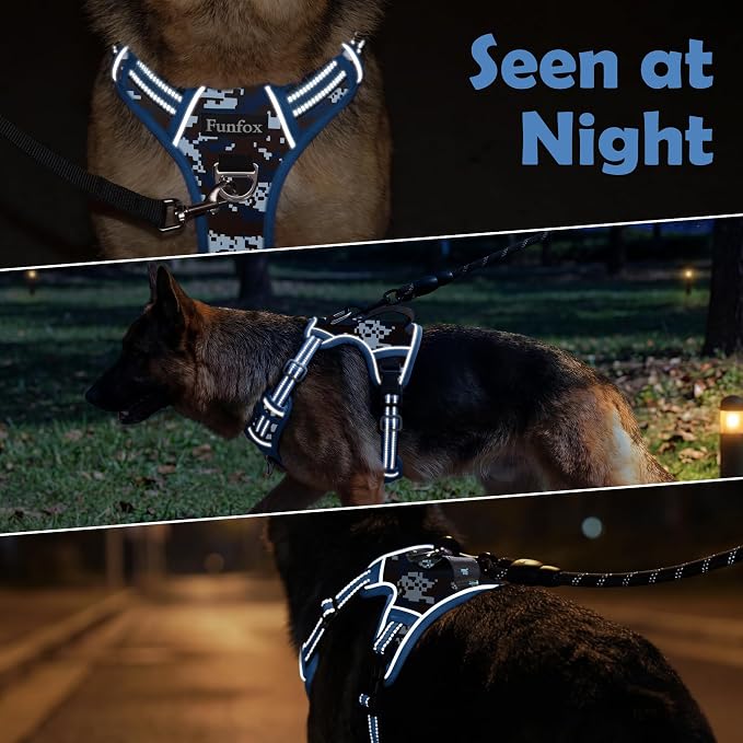 Dog Harness No Pull, Adjustable Pet Vest Harness, Super Soft Material with Vertical Handle Easy Control, Reflective Night Walking, 2 Leash Clips for Small Sized Dogs, Mosaic Blue, S