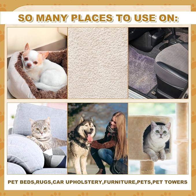 Pet Hair Remover Sponge Cat and Dog Hair Sponge Rubber Pet Fur Lifter Removal Tool, Remove from Furniture, Carpet, Bedding, Clothing, 6.26 x 3.28 x 1.89 Inch(Khaki,1 Pack)