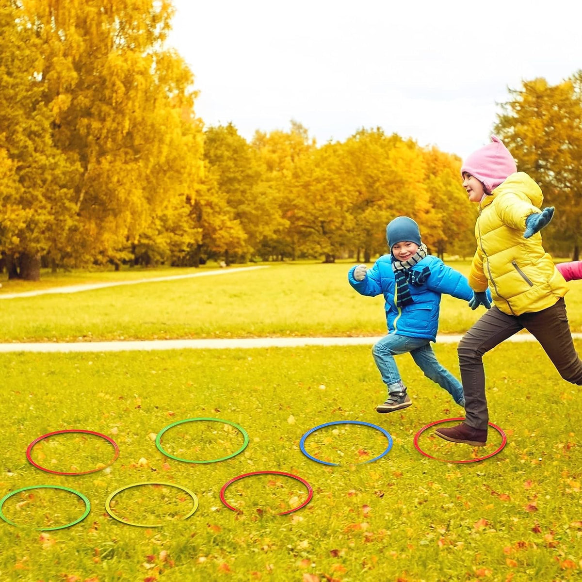 Libima Obstacle Course Ring Set Exercise Hoop Large Hoop Plastic Toys Playground Toys for Gymnastics Practice Party Games Educational Activities Holiday Decor, 5 Colors(24 Pcs,15.8 Inch)