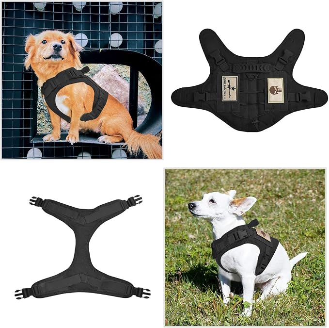 Tactical Dog Vest Harness, Outdoor Training Service Dog Vest Adjustable Military Working Dog Vest with Molle System and Rubber Handle