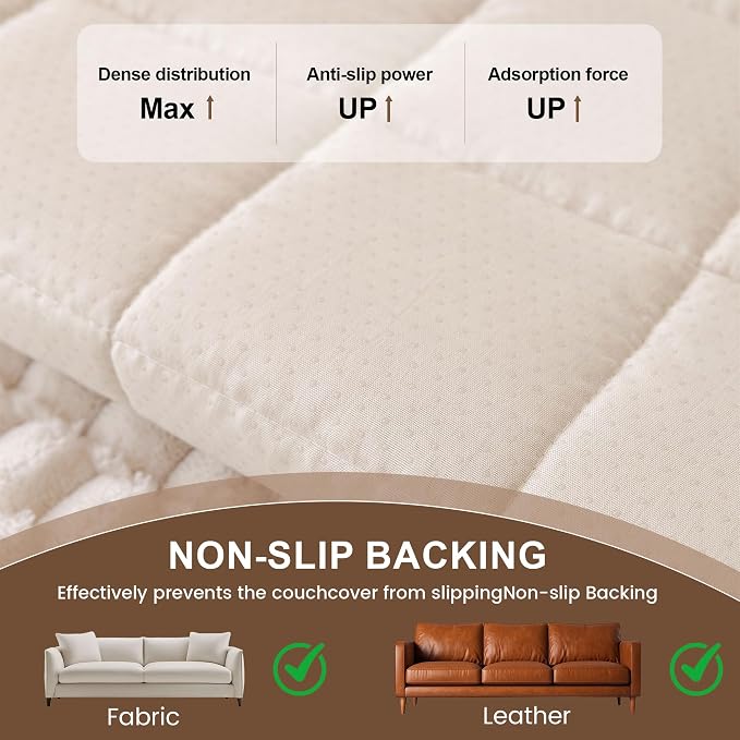 OTOB Couch Cover for Dogs Washable All Seasons Non Slip Fuzzy Pet Couch Covers Sofa Slipcovers Cushion Mat, Plush Soft Cozy Furniture Protector Kids Pet Friendly (Cream, 23.6" x 47.2")
