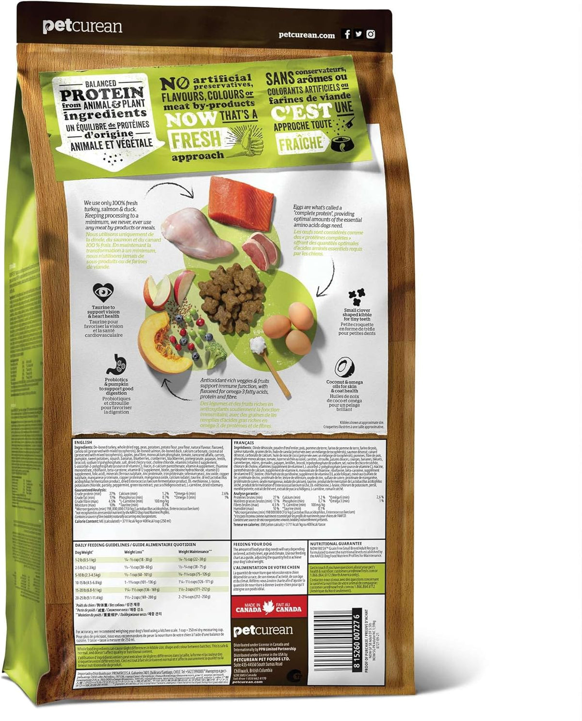 Now Fresh Grain-Free Small Breed Dry Dog Food with Turkey, Salmon & Duck, Healthy Kibble for Adults Made with Real Meat & Fish, Chicken-Free Recipe, Pumpkin & Probiotics for Good Digestion, 22 lb Bag