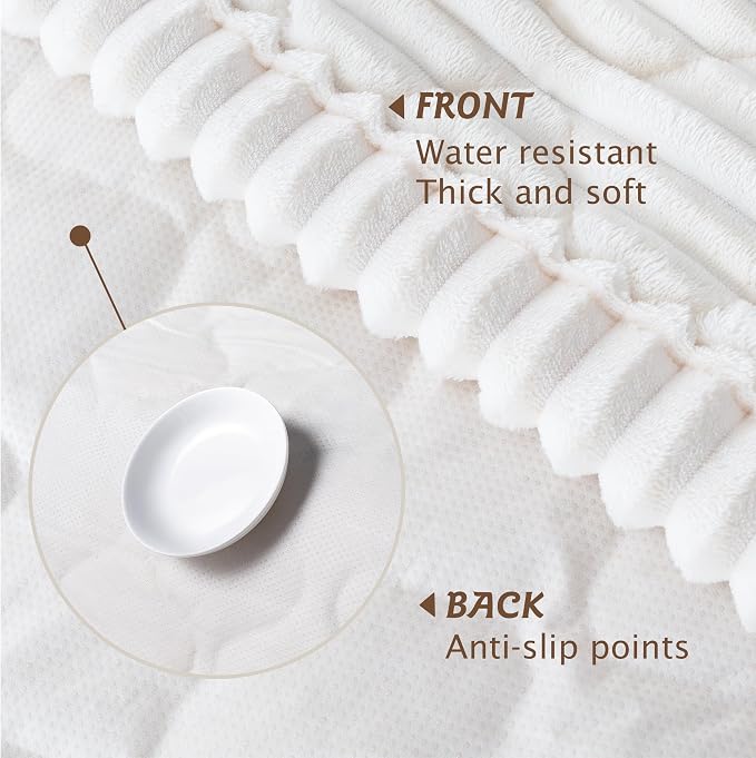 PuTian 100% Waterproof Fuzzy Couch Cover for Dogs White 27.6"x27.6" | Pet Friendly Dog Mat for Couch, Waterproof Sofa Protector, Scratch Resistant Furniture Cover for Dogs, Machine Washable