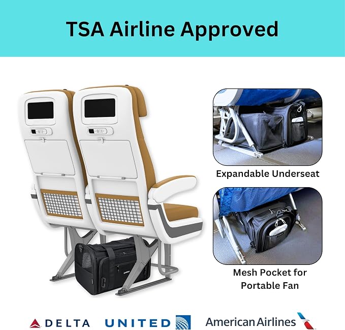 Crash-Tested Dog Carrier Airline Approved | 3-in-1 Lab-Tested Cat Car Seat, TSA Airline Approved Cat Carrier Soft, Expandable Dog Carriers for Small Dogs | 5-Star CPS Certified for Crash Protection.