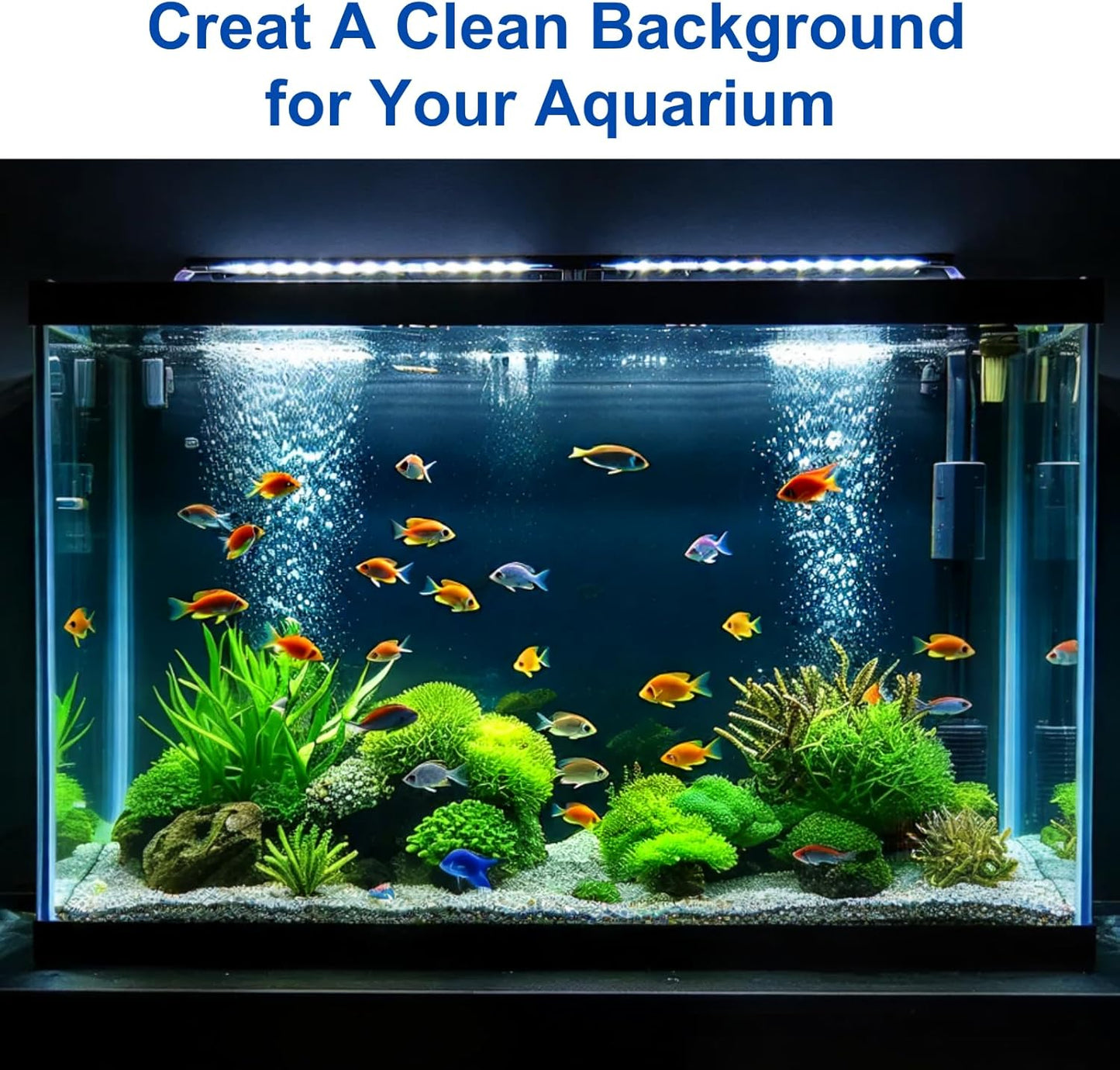 ELEBOX Aquarium Background Blue Black Fish Tank Background Picture 2 Sides Fish Backdrop for Aquarium Wallpaper 24" x 71"