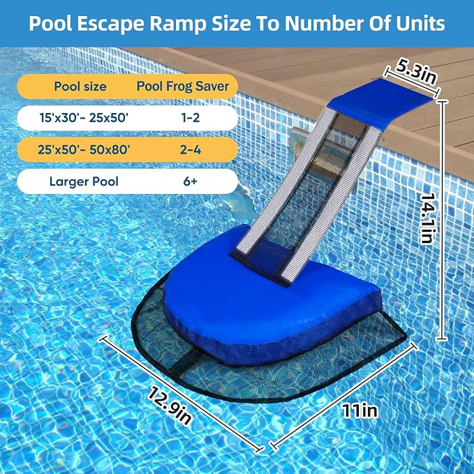 Pro Pool Animal Escape Ramp - Floating Frog Saver Log for Swimming Pools, Durable Critter Ramp,Summer Small Animal Rescue,Animal Escape Platform, Prevent Drowning with Easy Installation (Blue-1Pack)
