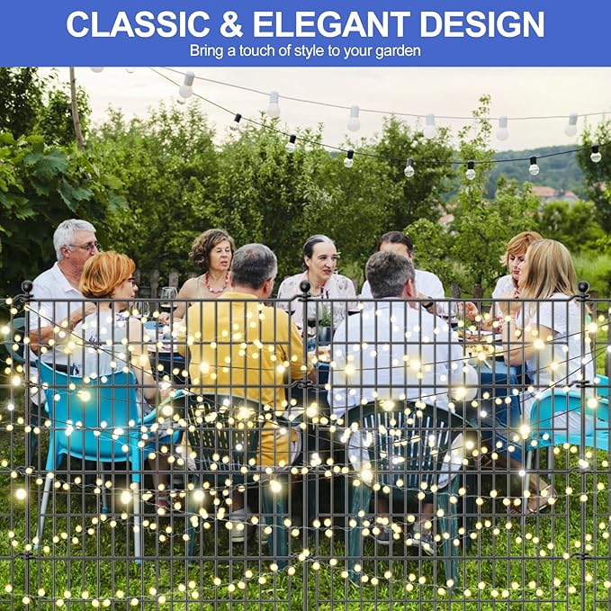 10 Panels No Dig Garden Fence Outdoor for Yard, 40 in(H) X 23.6 ft(L) Animal Barrier Pet Fencing Rustproof Decorative Metal Wire Panel Border for Dog, Rabbits, and Patio Temporary Ground Stakes