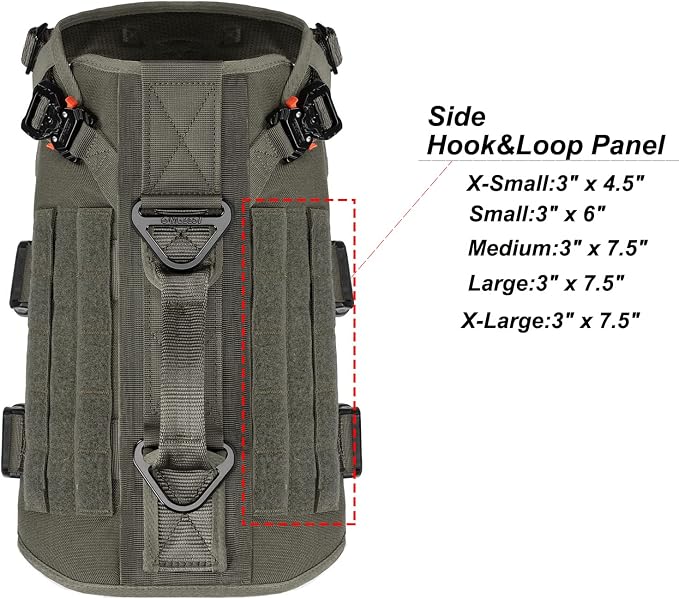 ICEFANG No Pull Tactical Dog Harness for Medium Dogs,Adjustable Dog Vest | Control Handle,MOLLE Panel,Front Hook,3 Leash Clips,Soft Padded,for walking training,Green,Medium