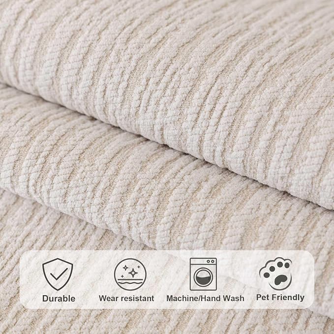 Soft Waterproof Chenille Cover Washable, Non Slip Sectional Sofa Covers for 3 Cushion Couch Sofa L Sharped Sofa Slipcover for Pets, Furniture Protector (1 PCS 36"x36" White)